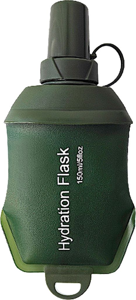 TPU faltbare weiche Wasserflasche, Lebensmittelqualität, BPA-frei, auslaufsicher, faltbare Outdoor-Sport-Trinkflasche, 150 ml, Armeegrün