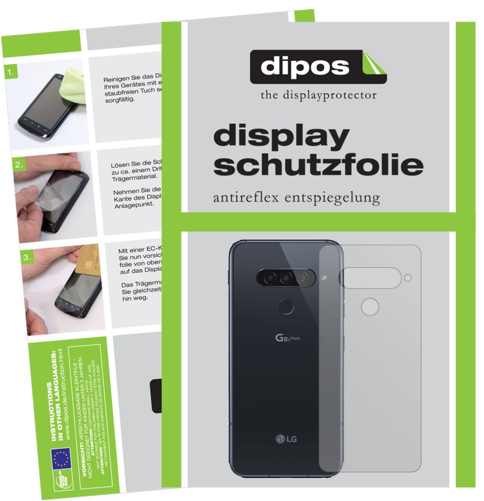 2x Schutzfolie für LG G8s ThinQ Rückseite matt Displayschutzfolie Folie Display Schutz dipos