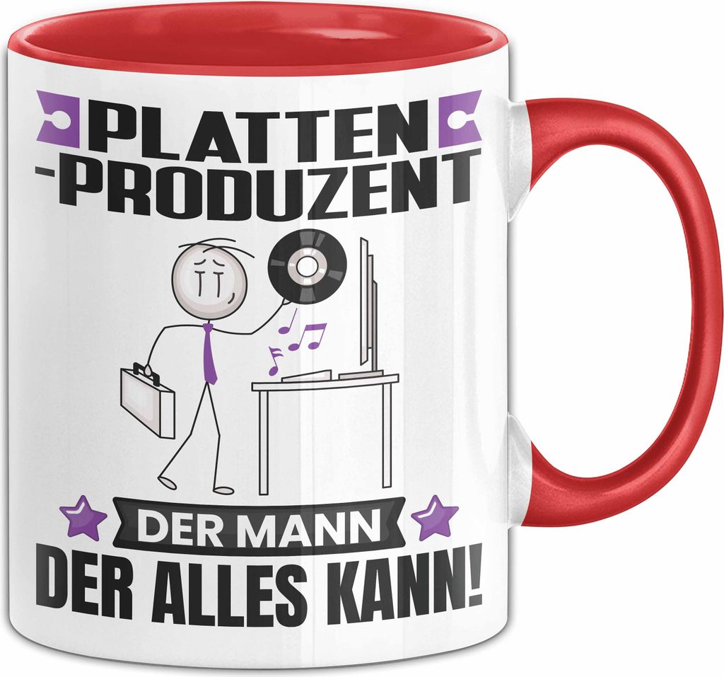 Plattenproduzent Tasse Geschenk für Plattenproduzent Der Mann Der Alles Kann Geschenkidee zum Geburtstag (Rot)