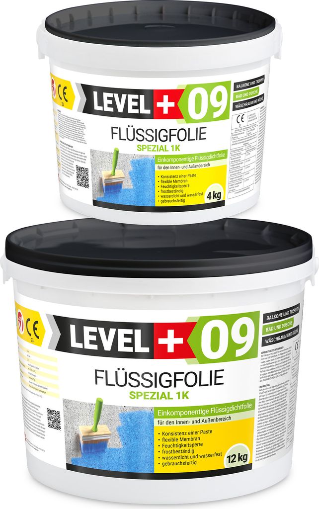 Dichtfolie 16kg Flüssigfolie Bad und Balkon Abdichtung Wasserdicht LEVEL+ RM09