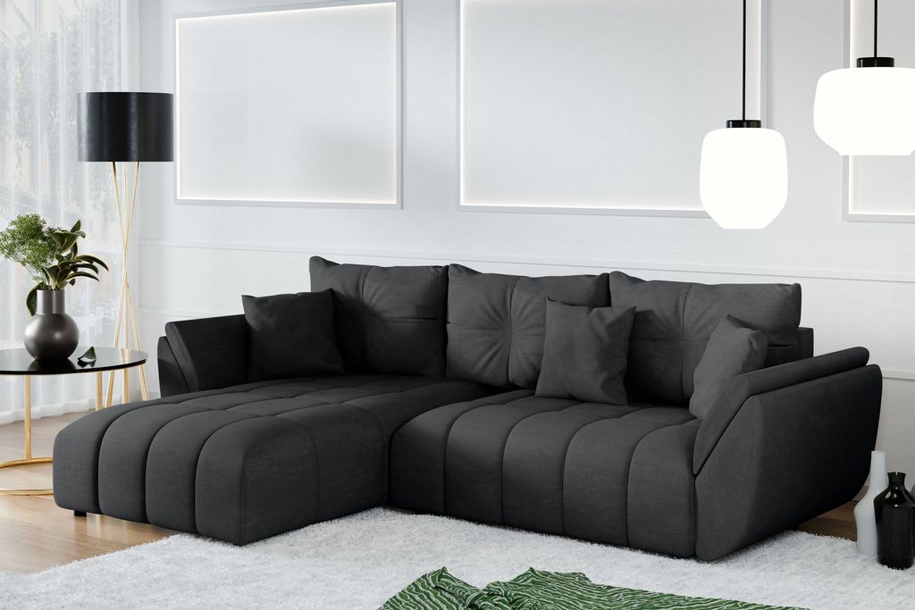AX LIVING Ecksofa mit Schlaffunktion Verciani L Sofa Dunkelgrau 280 cm