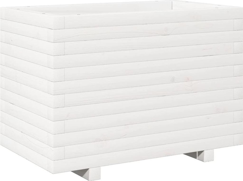 vidaXL Pflanzkübel Weiß 70x40x49,5 cm Massivholz Kiefer
