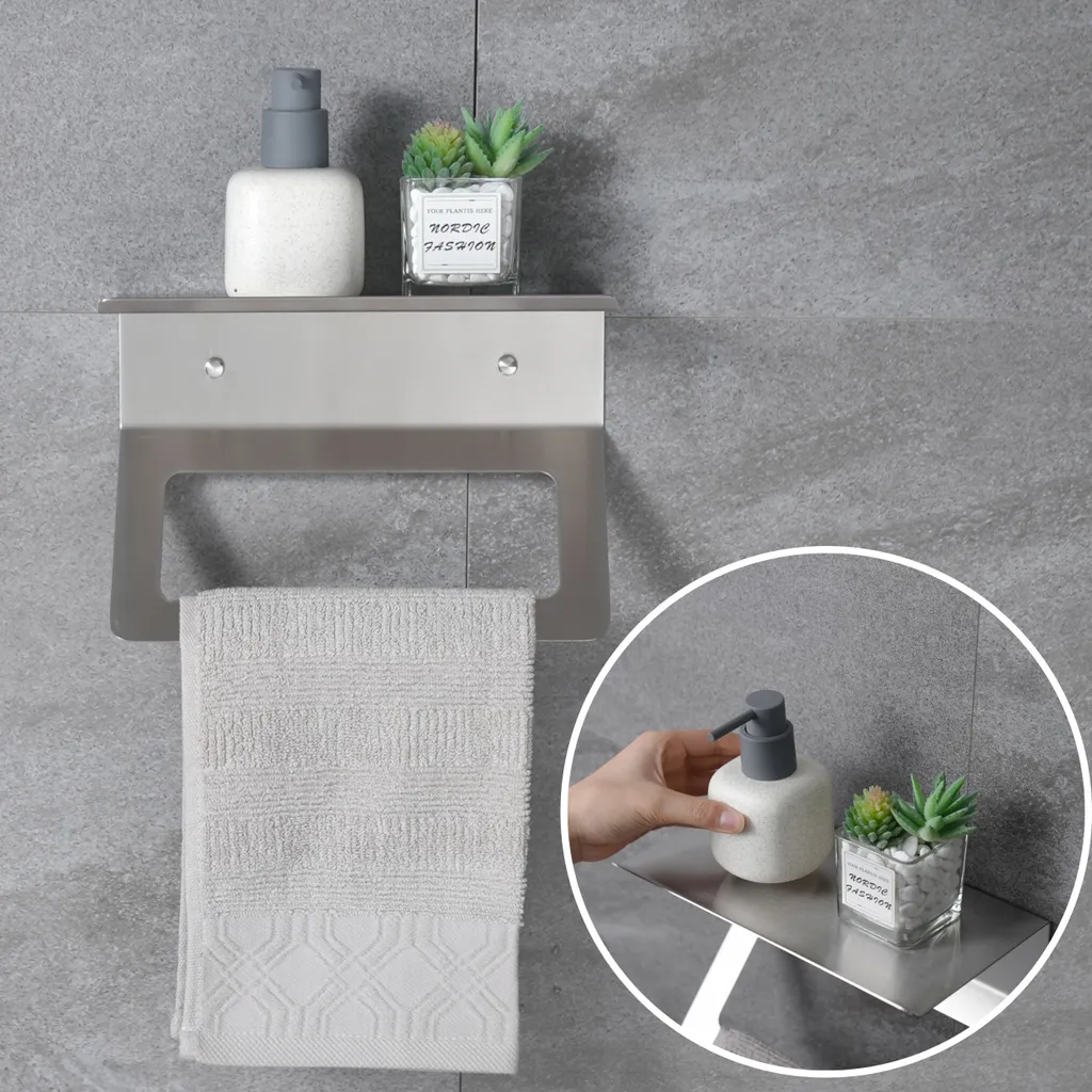 Barra Portasciugamani Da Bagno 60 Cm In Acciaio Inox 304 - Porta Asciugamani A Muro, Facile Montaggio, Colore Argento
