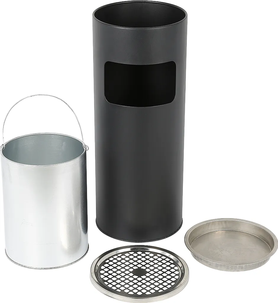 Poubelle cendrier de bureau et terrasse 30L noir mat haute résistance