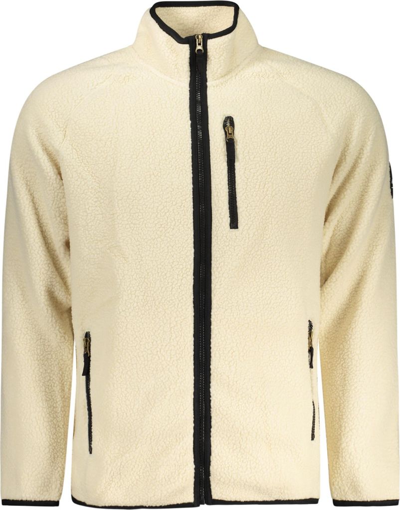 Weißes Herren Sweatshirt mit Reißverschluss & Schaffell-Effekt