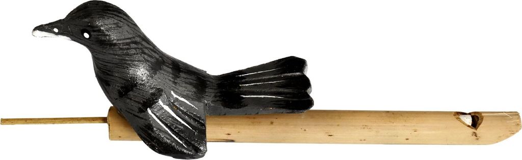 Vogel Pfeife Bambus mit Aufsatz grau Flöte einfaches Musikinstrument