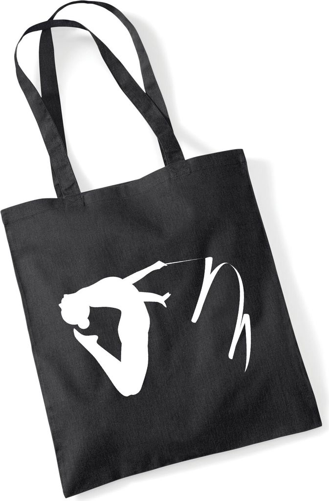 Huuraa Jutebeutel Rhythmische Sportgymnastik Silhouette 10 Liter Black Baumwolle Tasche Geschenkidee