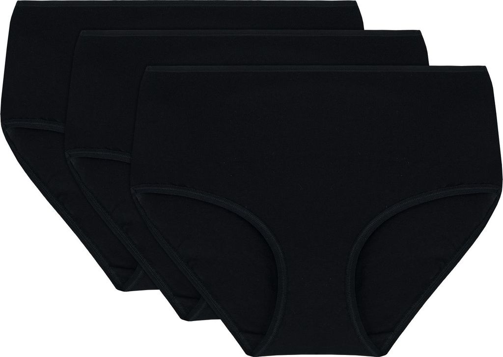 Vivisence Damen Slip Unterhosen 3er Pack Größe M - Hoher Bund Glatt Unterwäsche Frauen Komfortable Elegantes Design Baumwoll unterwäsche - Schwarz
