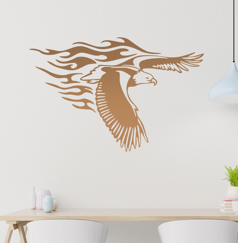 Flammen Adler Wandtattoo in 6 Größen - Wandaufkleber Wall Sticker - Dekoration, Küche, Wohnzimmer, Schlafzimmer, Badezimmer