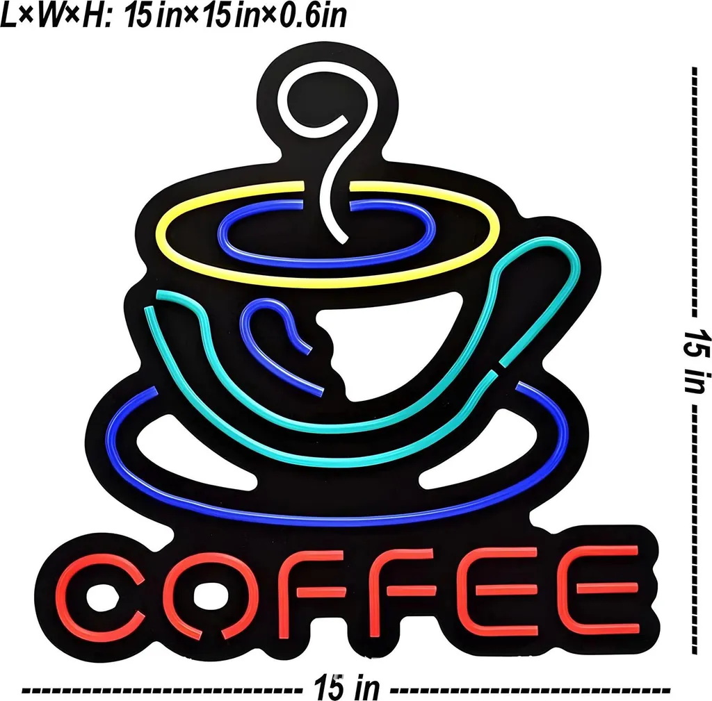 Néon LED Multicolore Coffee 38x38cm - Éclairage Mural Suspendu Design