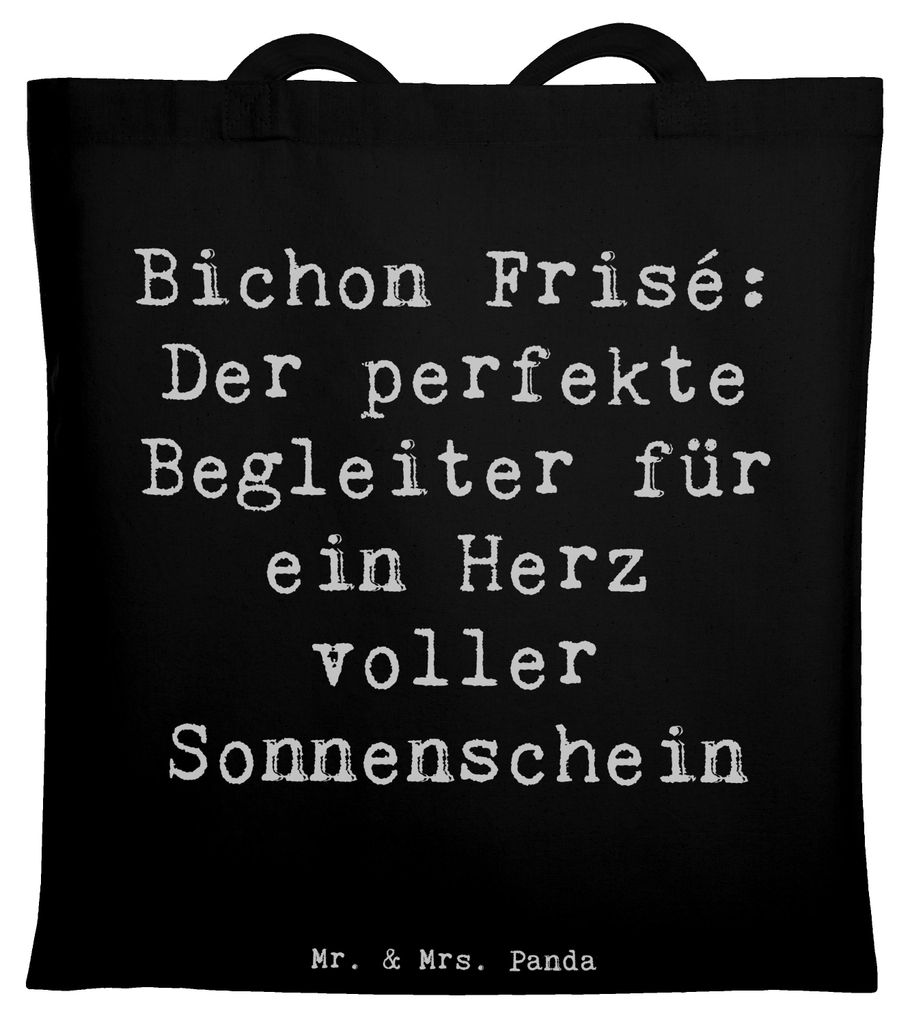 Mr. & Mrs. Panda dokumententasche Spruch Bichon Frisé Freude - Schwarz - Geschenk, Jutebeutel, freundlich, Hunderassen, Eigenschaften, Zuneigung, ...