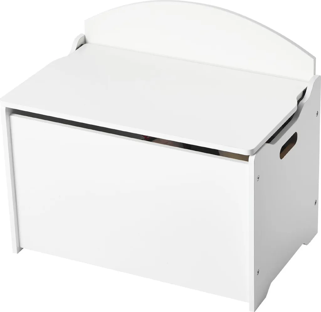 SucceBuy Banc de rangement pour enfants en bois blanc 60cm avec dossier