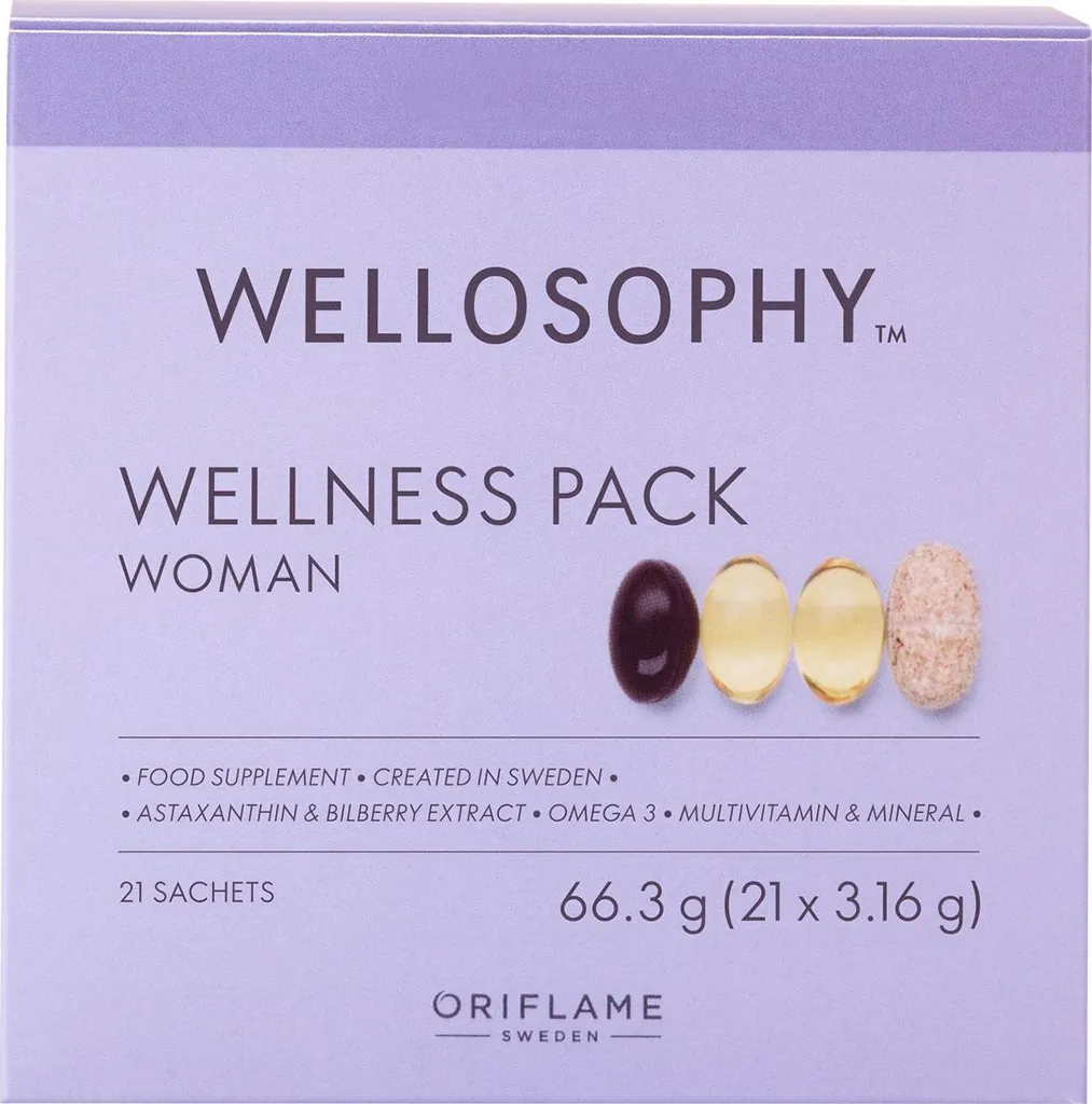 Wellosophy WellnessPack pour femmes riche en antioxydants et Oméga-3 21j