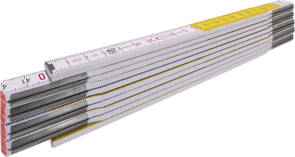 Holz-Gliedermaßstab 3m 16mm weiß/gelb    Stabila, Produktbild 