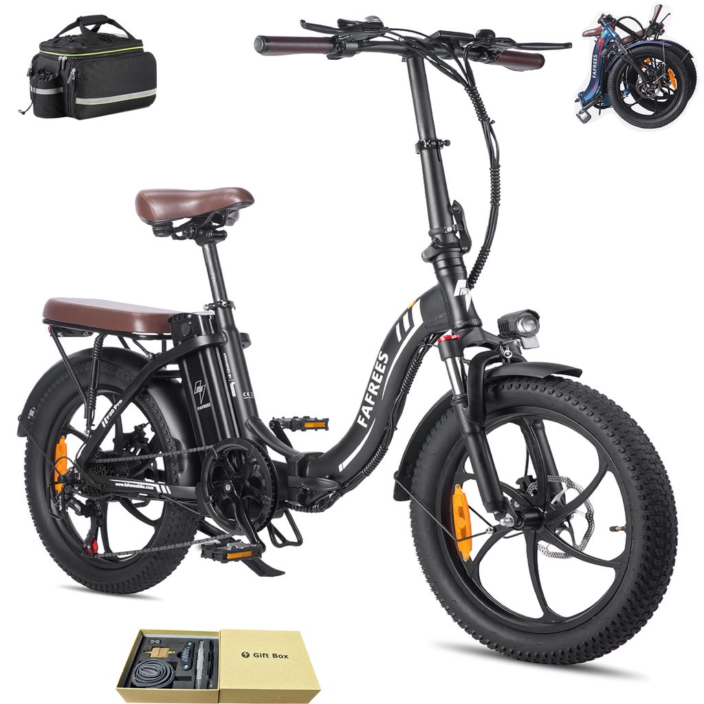 E-bike klapprad 36 V 18 Ah 648 Wh 20 Zoll Rostfreier Fahrradrahmen Wasserdicht IPX5 bis zu 120 - 150 km Citybike 7 Gang, Schwarz