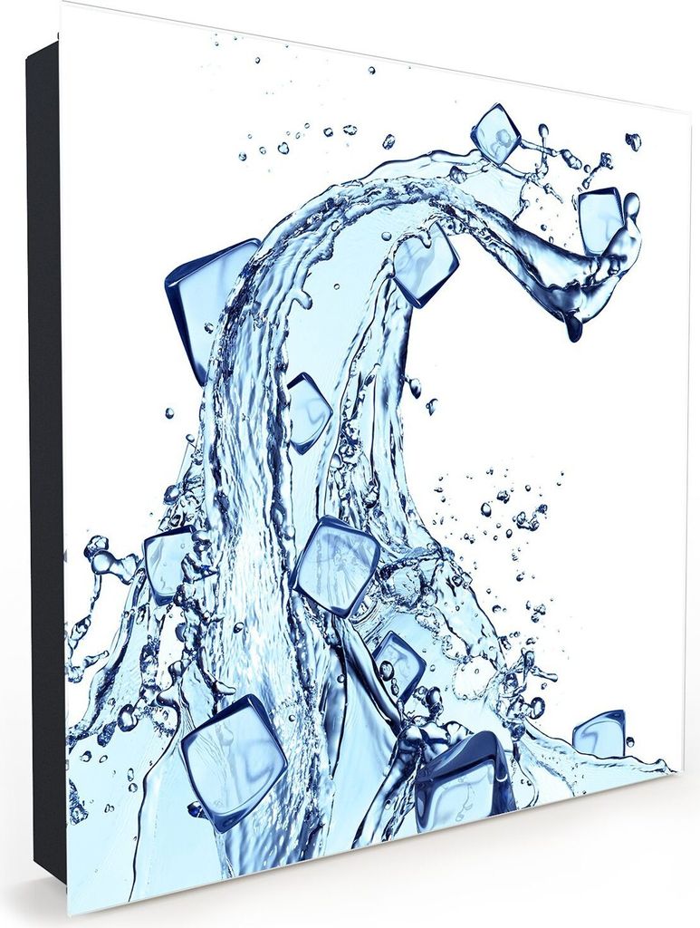 Nachbildung-Schlüsselkasten, Magnetpinnwand und Memoboard mit Glasfront Motiv Blaue Wasserwelle