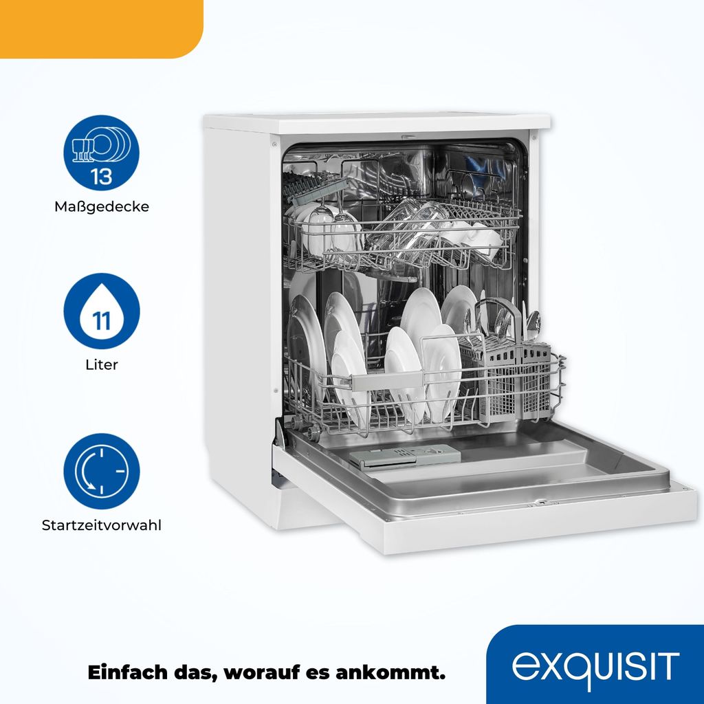 Exquisit Geschirrspüler GSP9313-030E weiss | Spülmaschine Produktbild 3