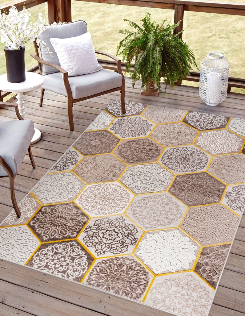 Outdoor Teppich MOSAIK Braun 120x170cm