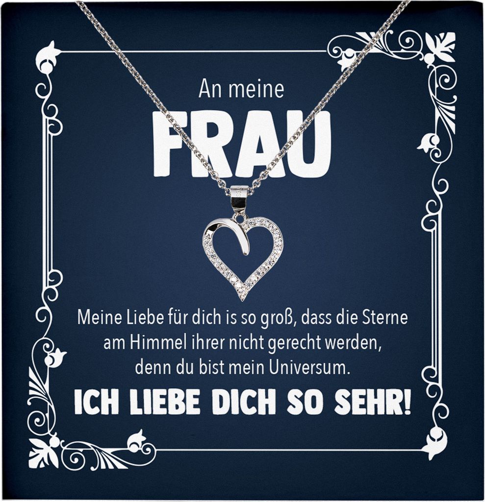 22Feels Echt Silber Halskette - Hochzeitstag Geschenk Ehefrau Schmuck Frauen Valentinstag Geburtstag - Herz Anhänger, Karte