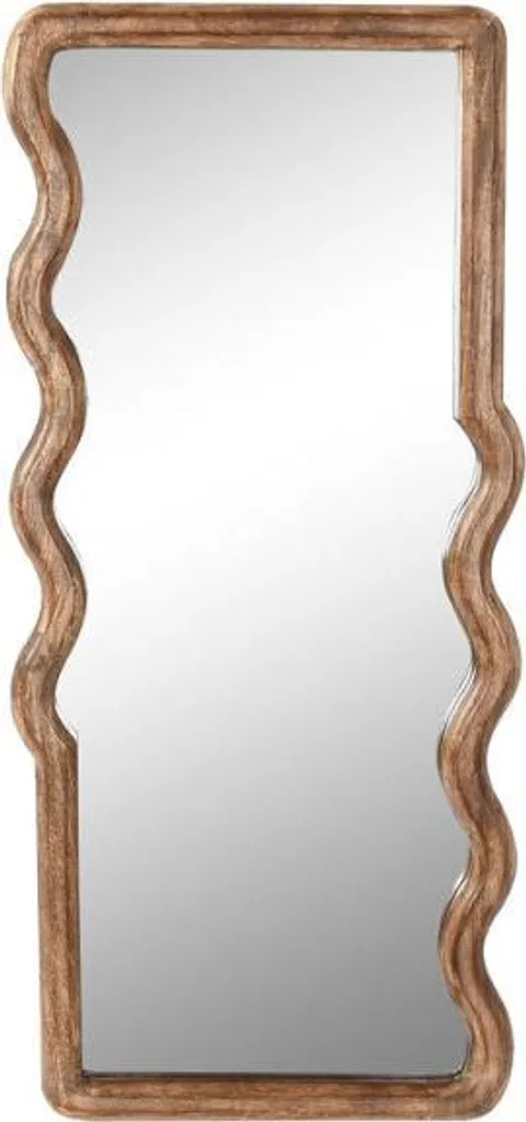Grand miroir rectangulaire vertical en bois massif marron 44 x 100 cm