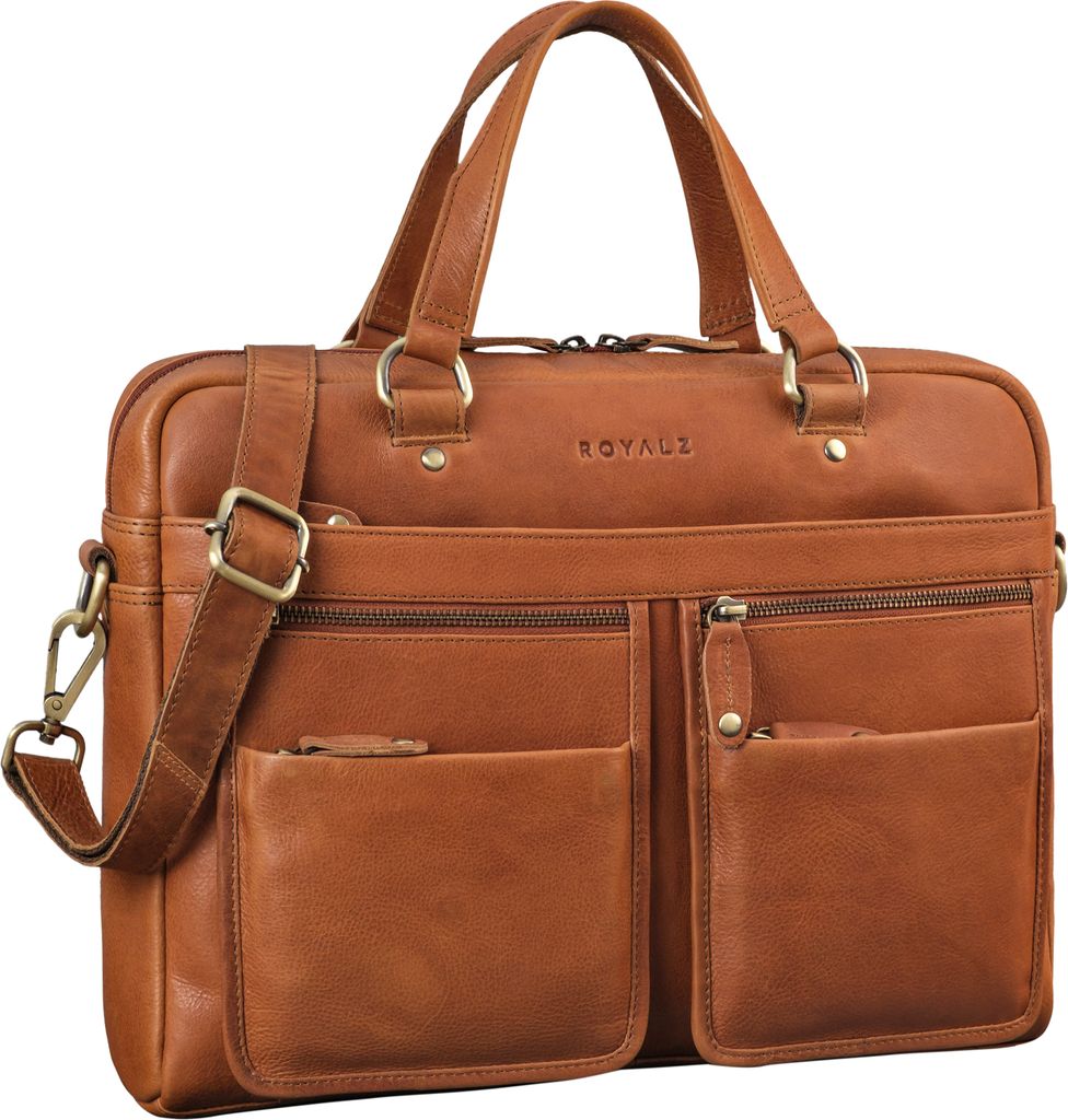 ROYALZ "San Francisco" Moderne Ledertasche Herren und Damen Echtleder Mittel-Groß – perfekt als schmale Aktentasche Businesstasche Laptop-Tasche...