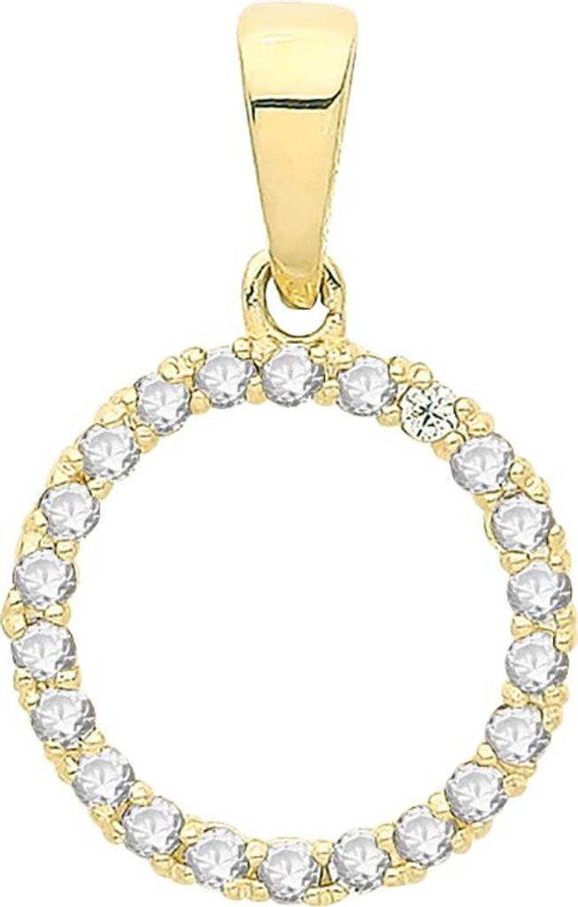 Klassischer 9 Karat (375) Gold Damen - Anhänger mit Zirkonia - 15mm*10mm; TRS34438