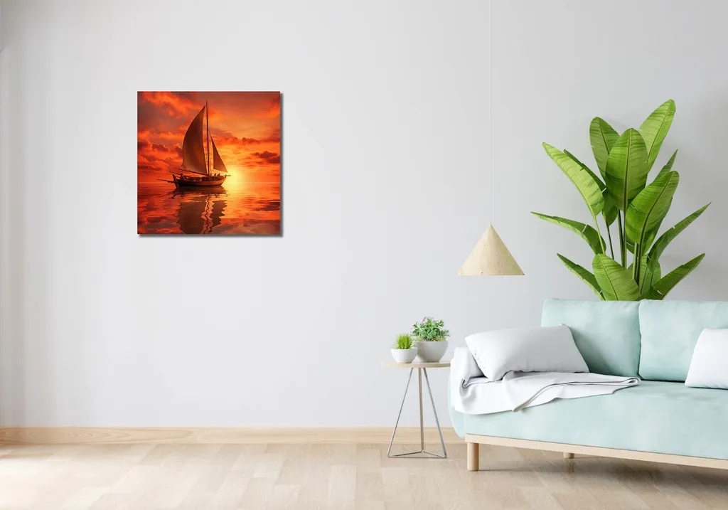 Quadro su Tela 60x60 Vele al Tramonto | Arredo Mare Emozionale - 2
