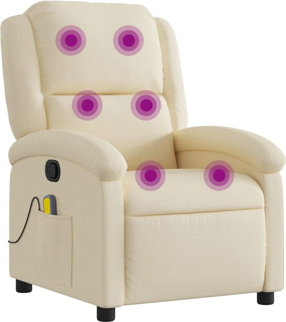 vidaXL Massage-Relaxsessel, cremefarbener Stoff