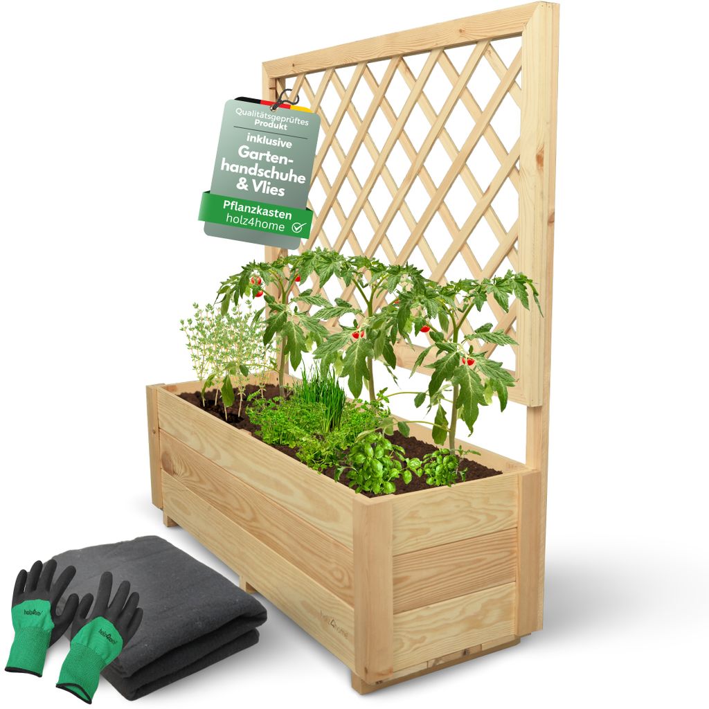 holz4home® Pflanzkasten mit Rankgitter M aus Kiefernholz I Produktbild