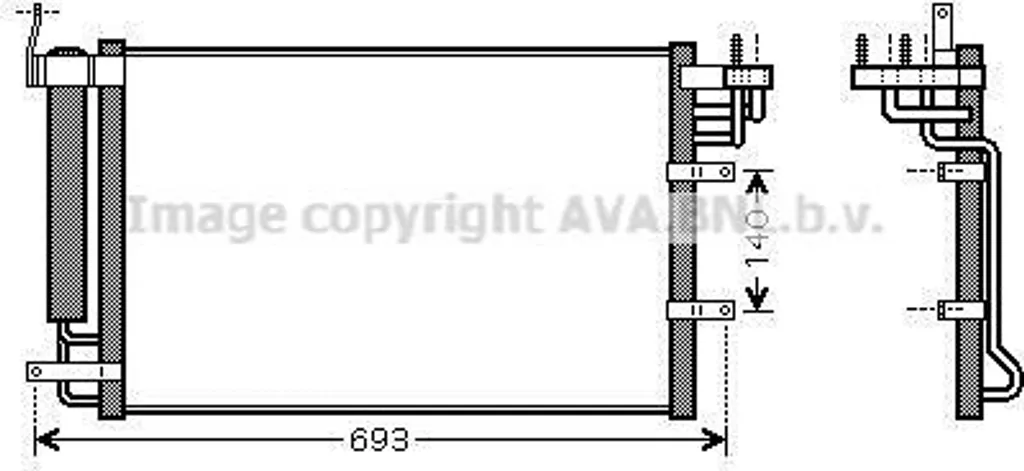 Condenseur clim PRASCO KA5093D avec déshydrateur pour Kia Cerato (LD)