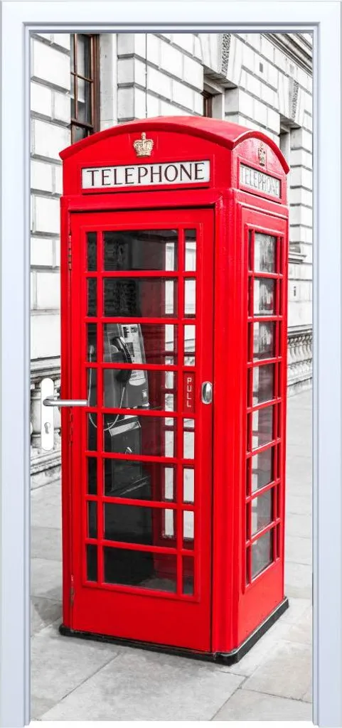 Adesivo Porta Tessuto Cabina Telefonica Londra 505PD - Effetto 3D Reale