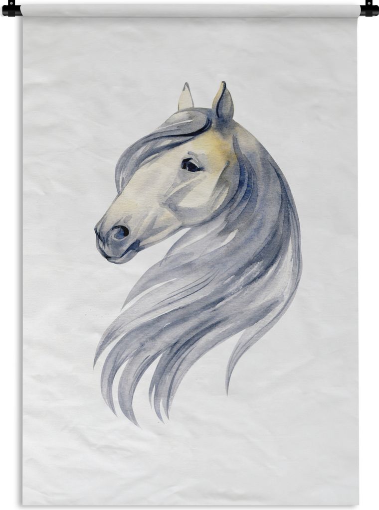 MuchoWow Wandteppich Wandbehang Pferd - Aquarell - Gelb - Mädchen - Kinder - Mädchen 120x180 cm Tapisserie Dekoration Wandtuch - Schlafzimmer -...