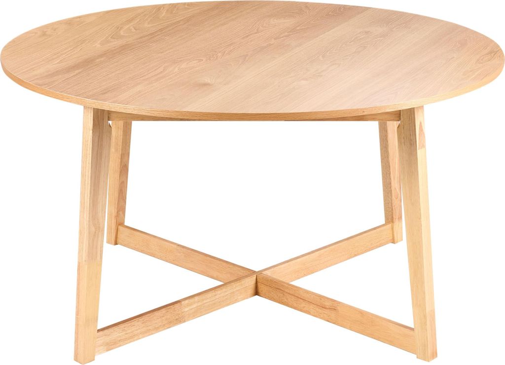 BELIANI Esstisch Helle Eiche Holzoptik MDF Gummibaumholz Massivholz Beine Rund 140 cm Modernes Design Esszimmertisch
