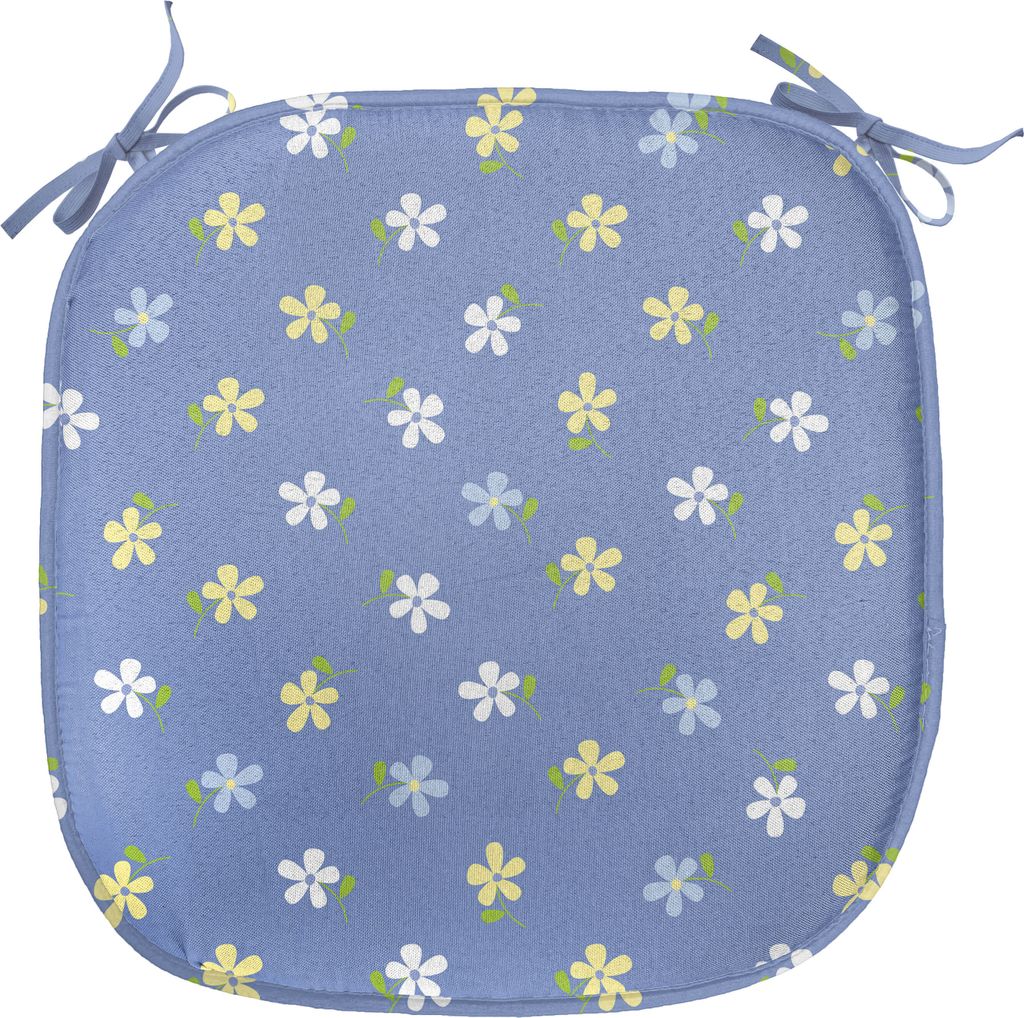 ABAKUHAUS Blumen Polster für Esszimmerstühle, Kleine Frühlings-Gänseblümchen, Dekoratives wasserfestes Kissen mit Riemen für Küchensitze, 40...