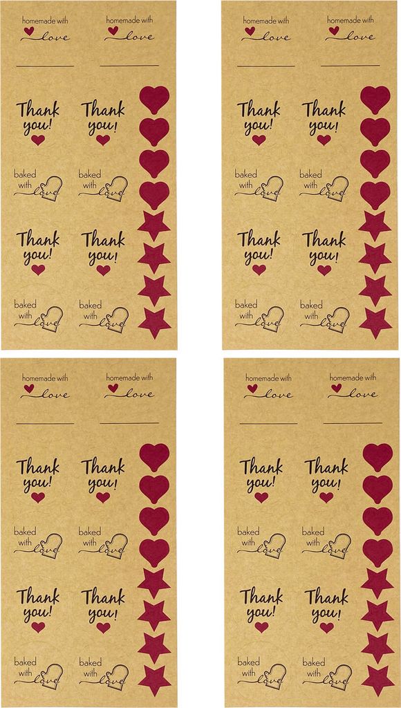 Oblique Unique DIY Handmade Thank You Sticker Set 72 Stk. Aufkleber für selbstgemachte Geschenke zum Basteln Geschenkdeko