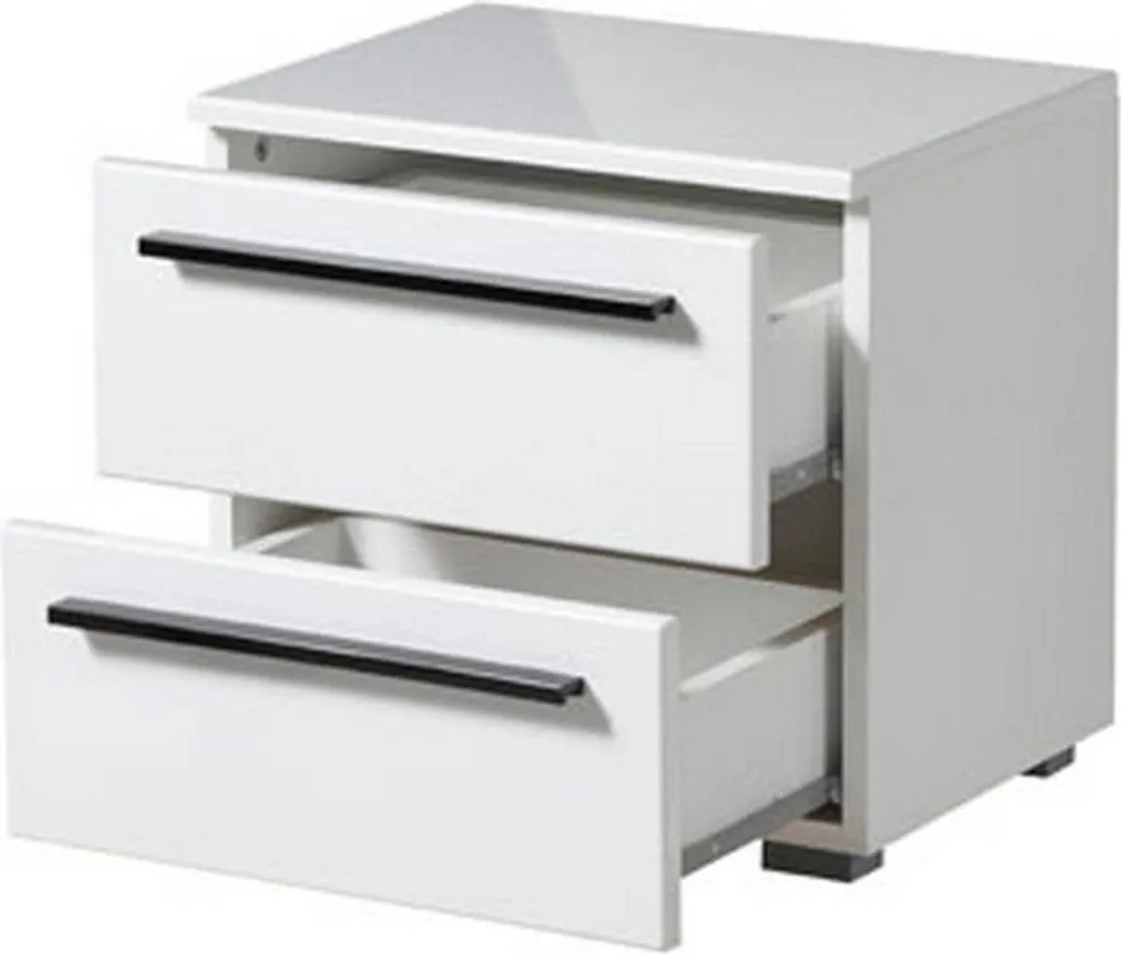 Petite Table de Nuit Mosso Blanche avec 2 Tiroirs pour Chambre d'Enfant