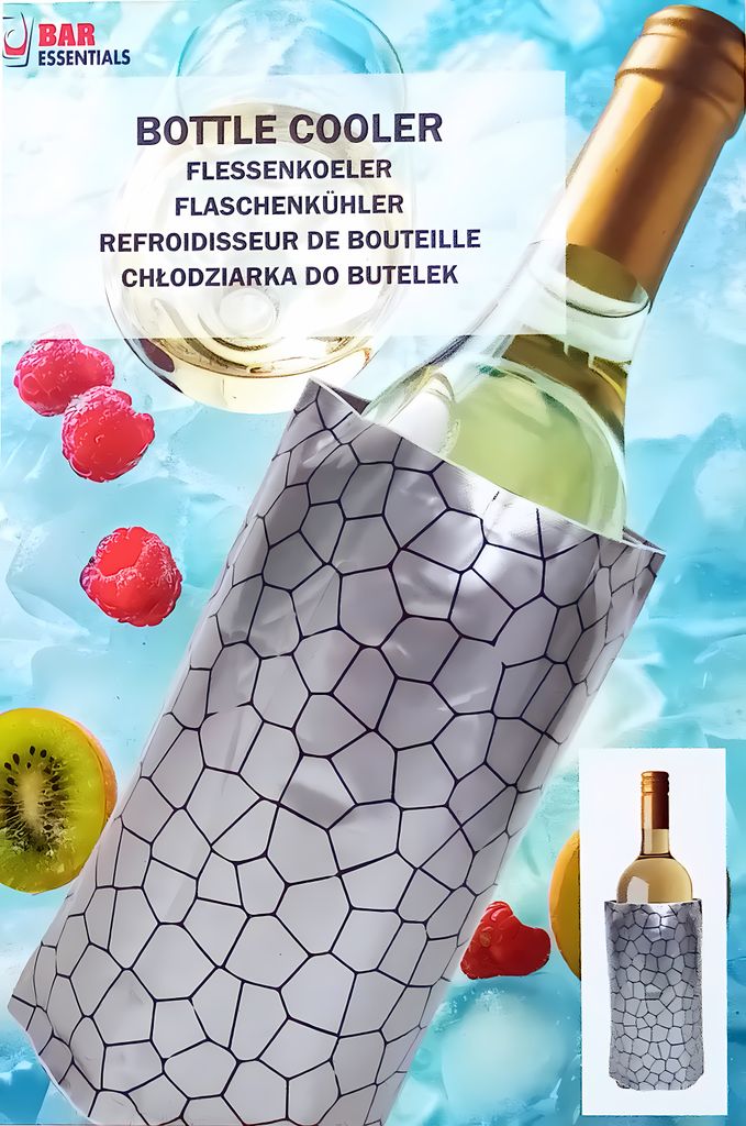 GEL FLASCHENKÜHLER Silber Kühlmanschette Weinkühler Getränkekühler Pads Bier Wein Sekt 962