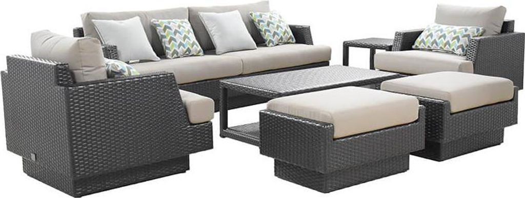 Home Deluxe – Gartenlounge Set MALIBU – Farbe: Anthrazit, für 7–8 Personen, inkl. Schutzhülle, wetterfest, Rattan & Aluminium I Loungemöbe...