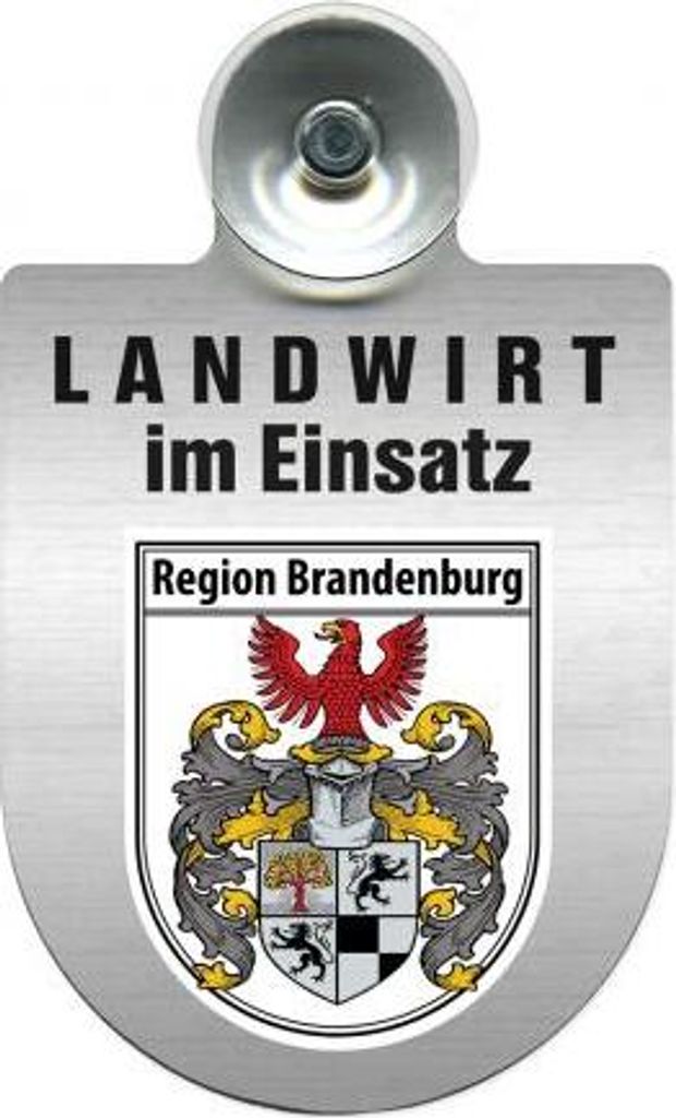 Einsatzschild Windschutzscheibe - Landwirt im Einsatz - 309369 incl. Regionenwappen Color - Region Brandenburg