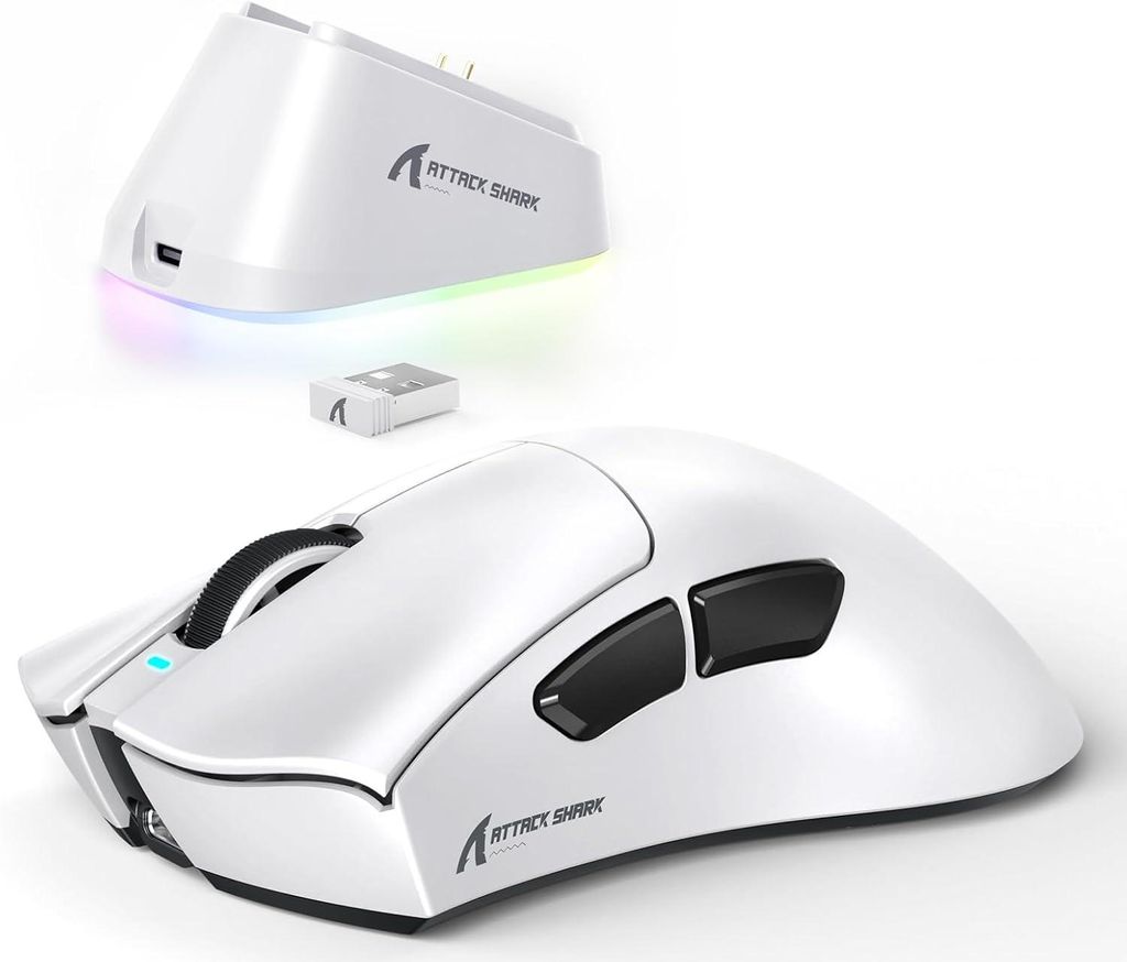 Kabellose Gaming-Maus V3PRO mit Magnet-Ladedock, PAW3311 Sensor, 25000 DPI, BT/2,4GHz/Kabel, 100M Klicks, 500mAh, 65g Ultraleicht für PC/Mac/Xbox/PS