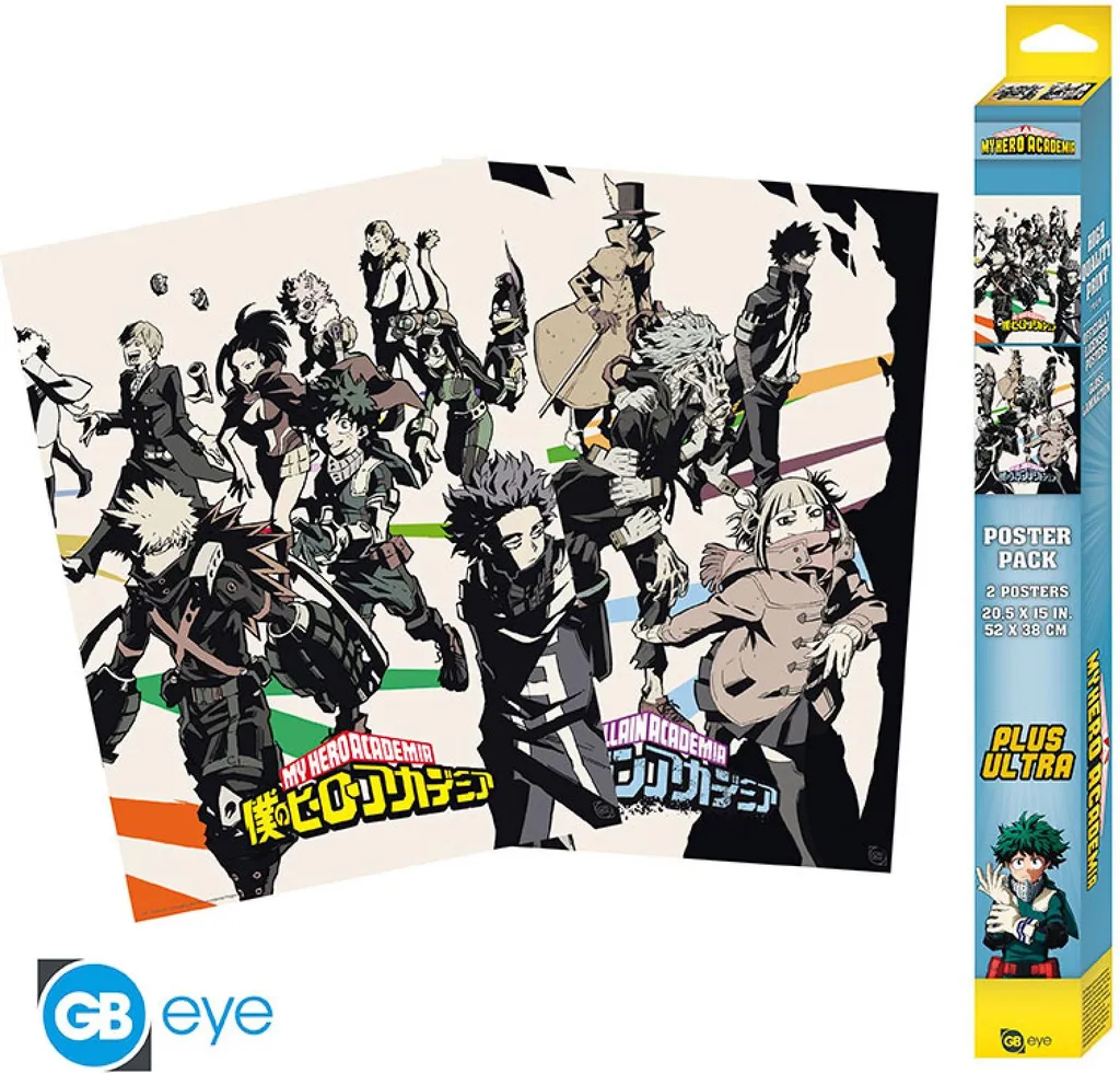 Lot de 2 posters My Hero Academia Héros et Méchants format 52x38cm