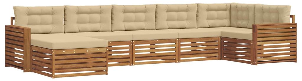 vidaXL Sofagarnituren 7 pcs Natur und Beige Massivholz Akazie