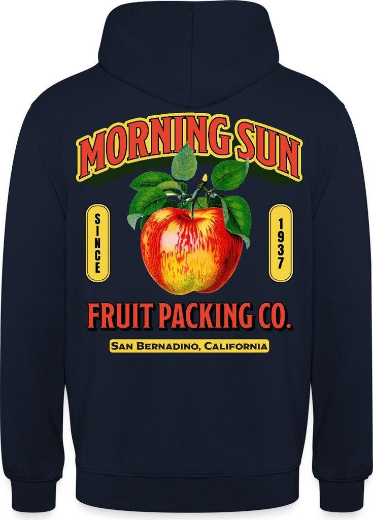 Spreadshirt Retro Apfel Print Uni Hoodie, 4XL, Navy