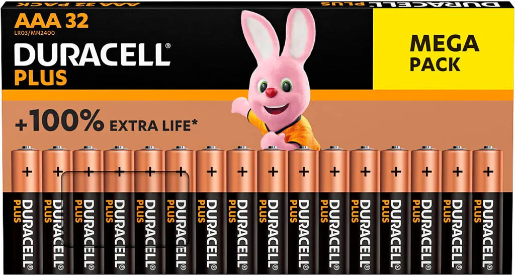 Pacco 32 Pile Duracell Plus AAA LR03: Massima Durata per Dispositivi