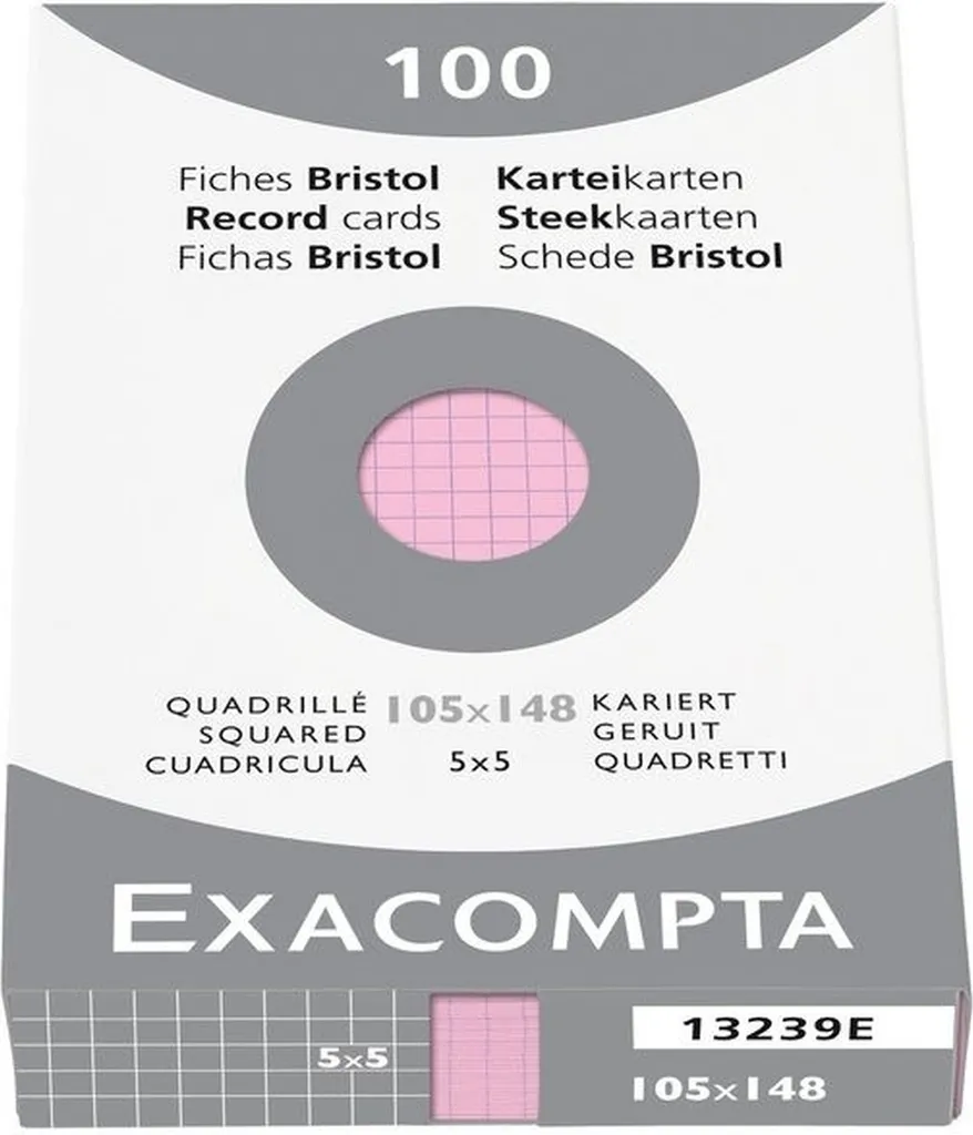 Lot de 4000 cartes de révision A7 quadrillées roses pour étudiants