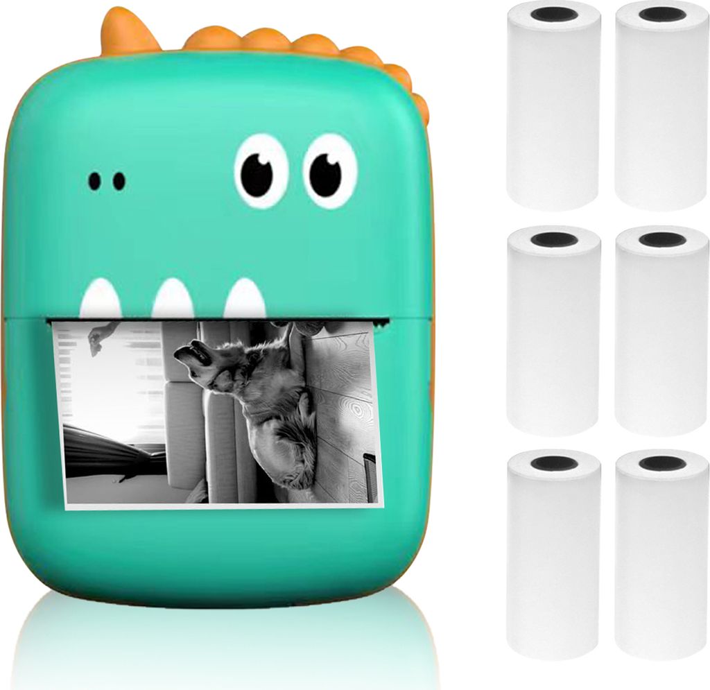 Mini-Drucker, Thermodrucker, 200 dpi Bluetooth Fotodrucker fuer Smartphone mit 6 Papierrollen 57 mm , kompatibel mit iOS Android