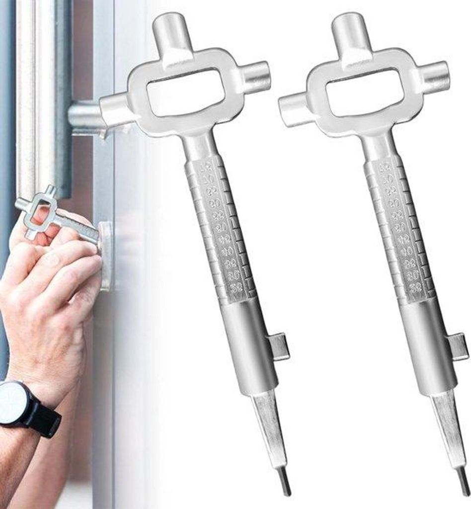 2 Stück universelle Werkzeugsets - zinkgering Bauwerkzeugset mit Zylindermessgerät Schraubenschlüsselsatz Flaschendrehwerkzeug in Silber.