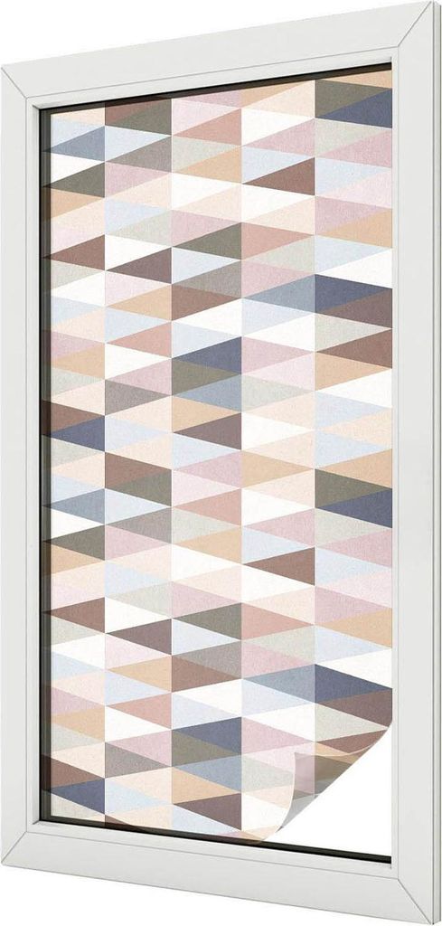 Buntglas Fensterfolie – 100x50 cm – Stained-Glass Design – blickdichte dekorative Sichtschutzfolie – selbstklebend, UV-Schutz – Pastellsy...
