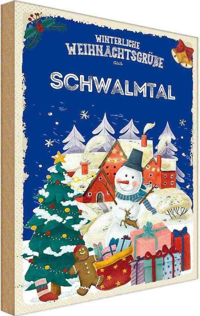 vianmo Holzschild 30x20 cm Weihnachtsgrüße SCHWALMTAL Weihnachten