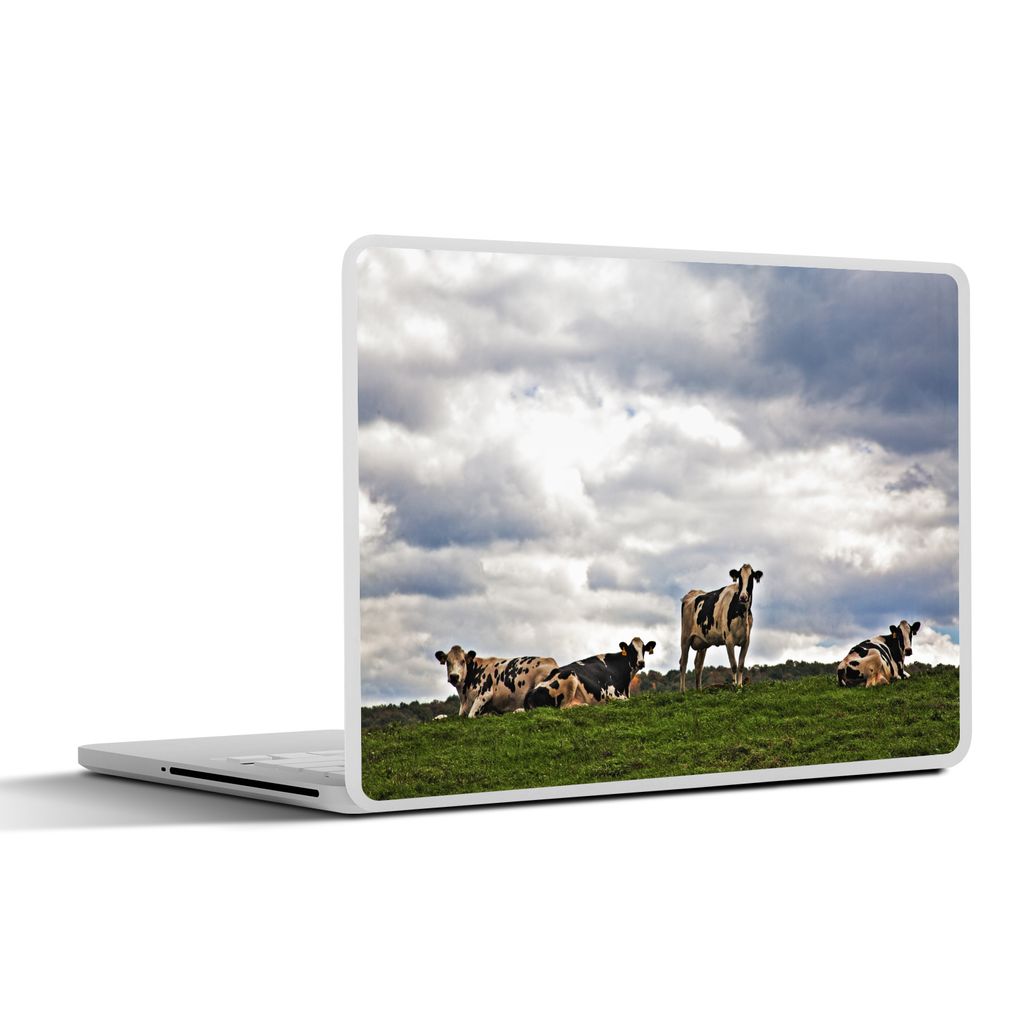 MuchoWow Laptop Aufkleber Sticker Cover Kühe - Wiese - Wolken 30x21 cm - Sticker für Laptop - Selbstklebend